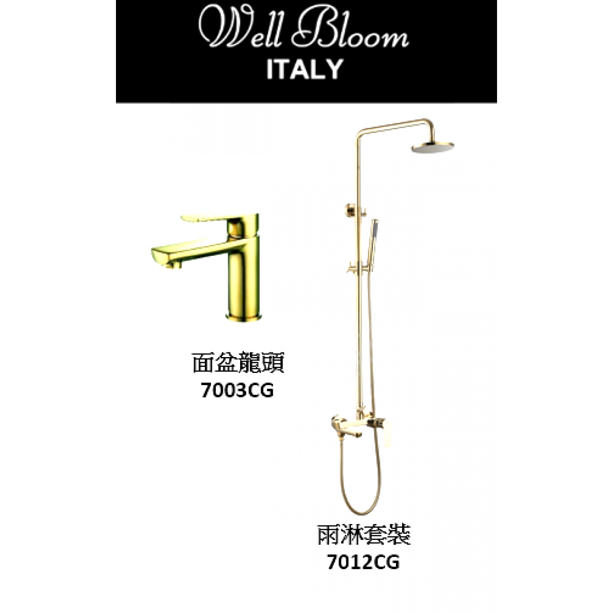 Well Bloom Italy 700CGSET 700系列香檳金龍頭連雨淋套裝